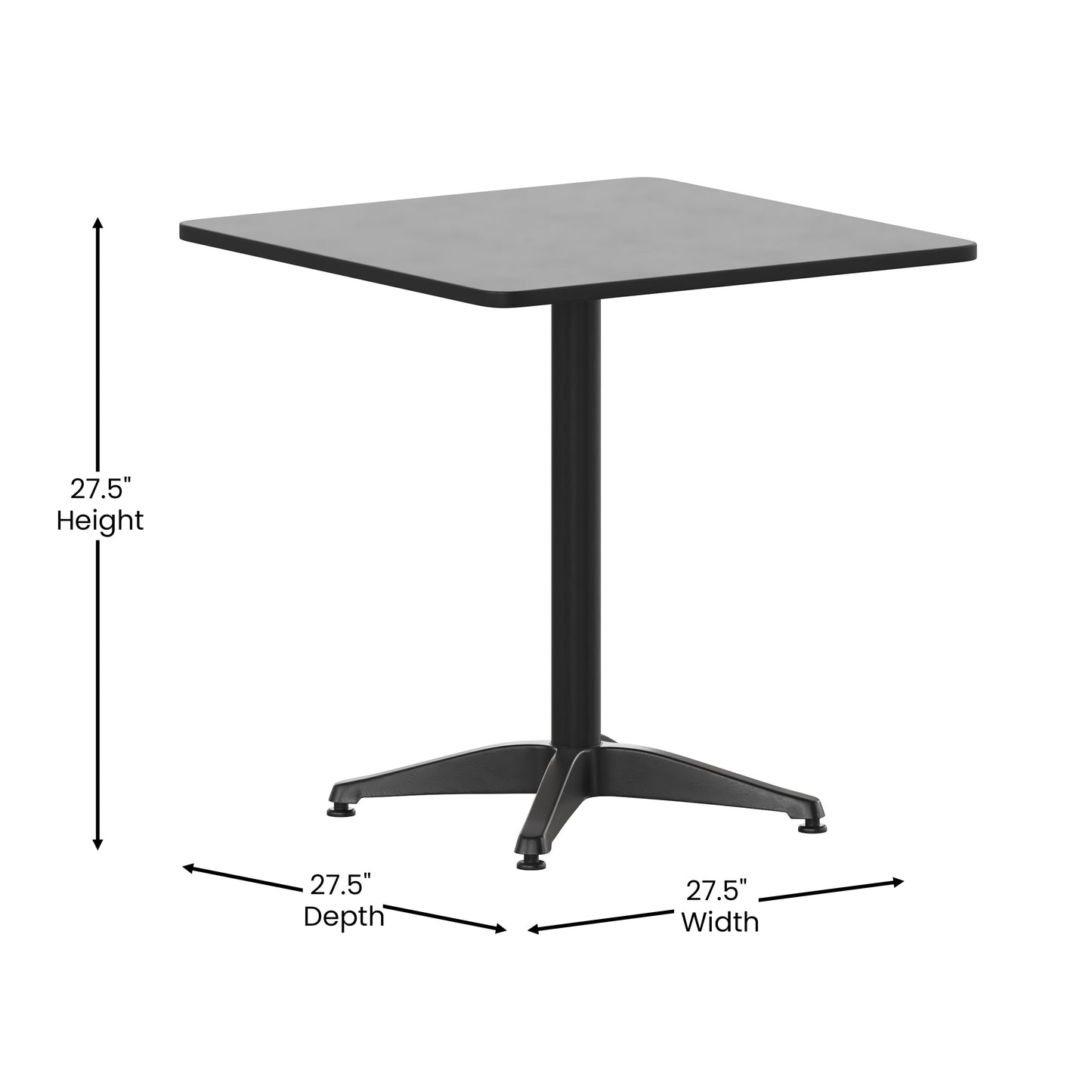 27.5'' Square Aluminum Indoor-Outdoor Table Set with 2 Slat Back Chairs