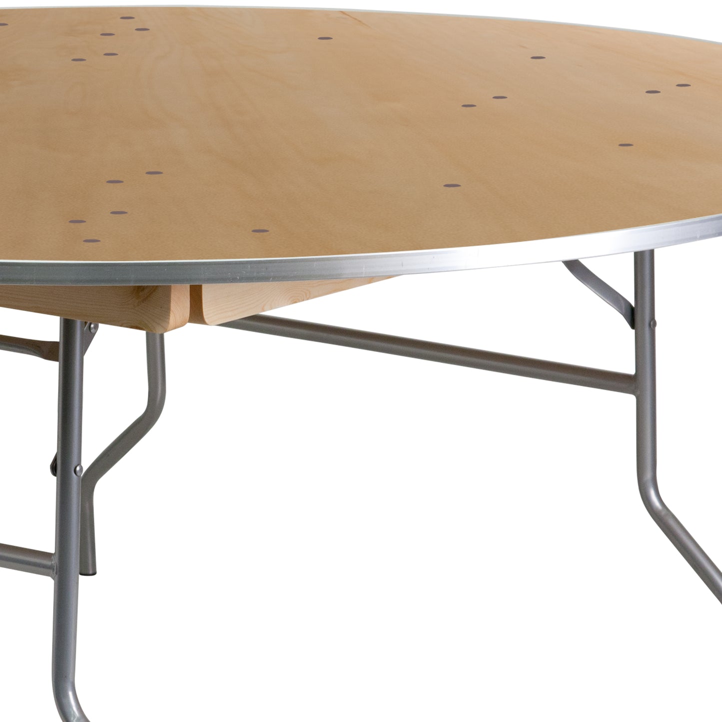 6-Foot Round Heavy Duty Birchwood Folding Banquet Table with Metal Edges