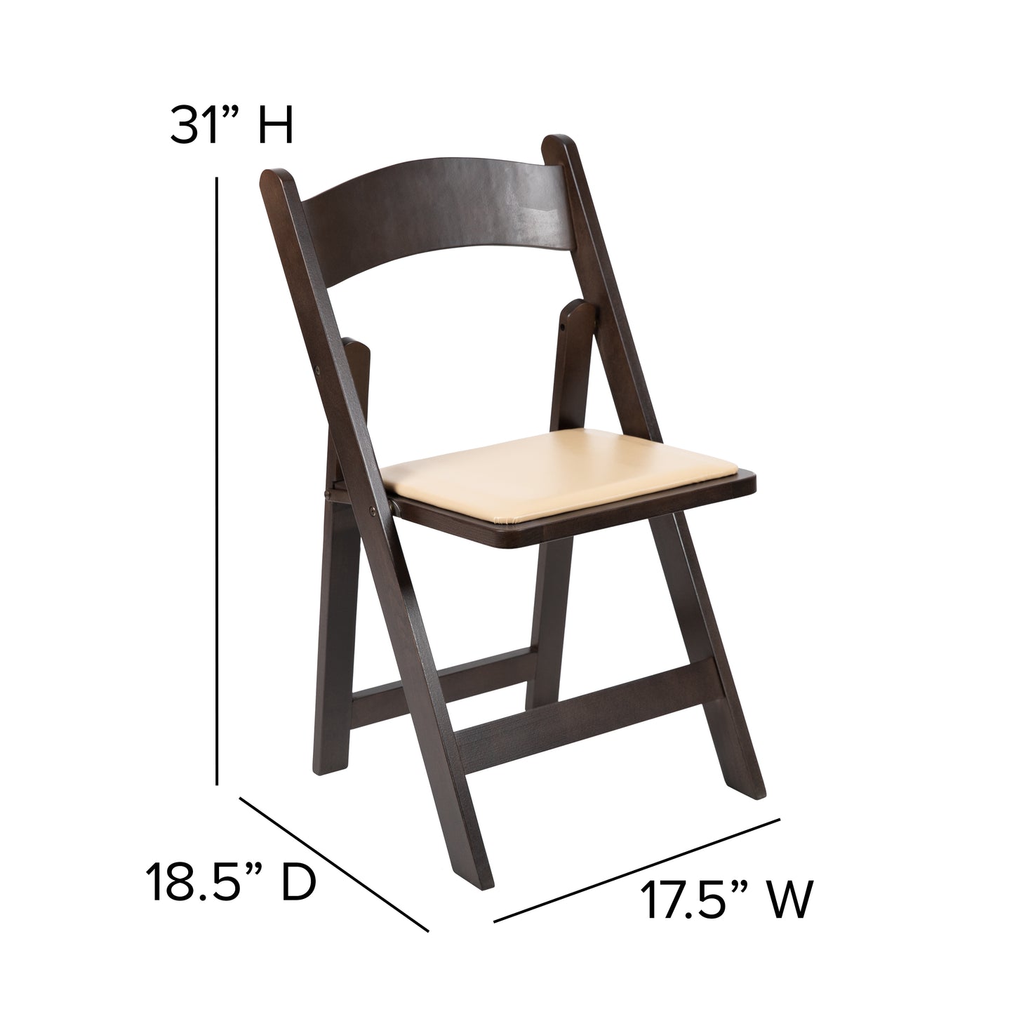 Wood Folding Chair with Vinyl Padded Seat