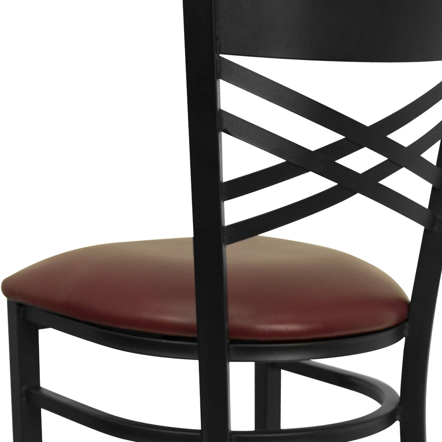 Commercial Grade Metal Dining Barstool with 500 lb. Weight Capacity and 'X' Back Design- Vinyl Seat