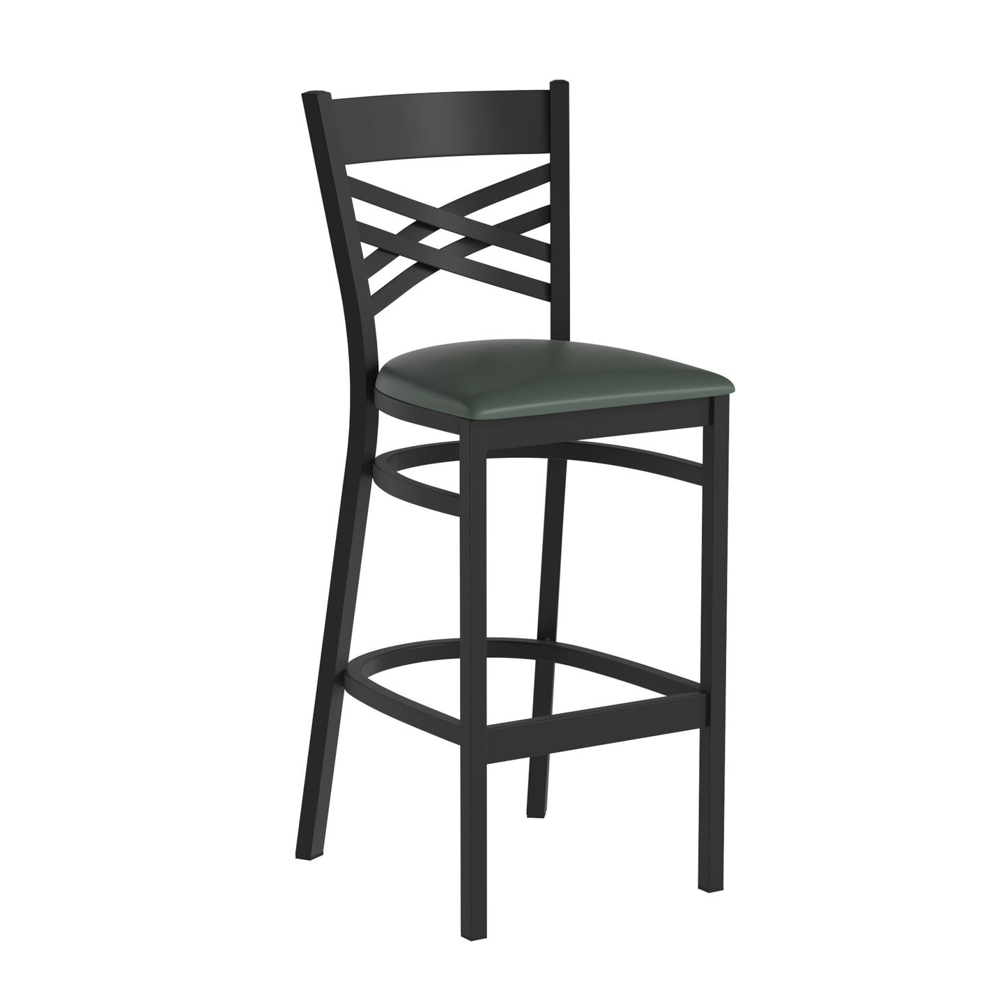 Commercial Grade Metal Dining Barstool with 500 lb. Weight Capacity and 'X' Back Design- Vinyl Seat