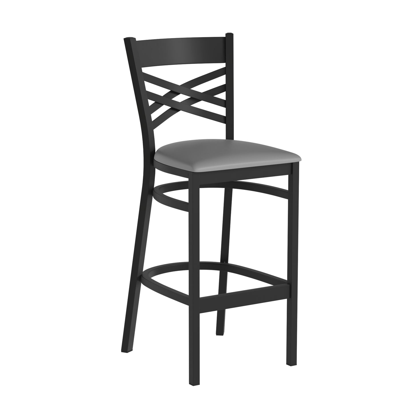 Commercial Grade Metal Dining Barstool with 500 lb. Weight Capacity and 'X' Back Design- Vinyl Seat