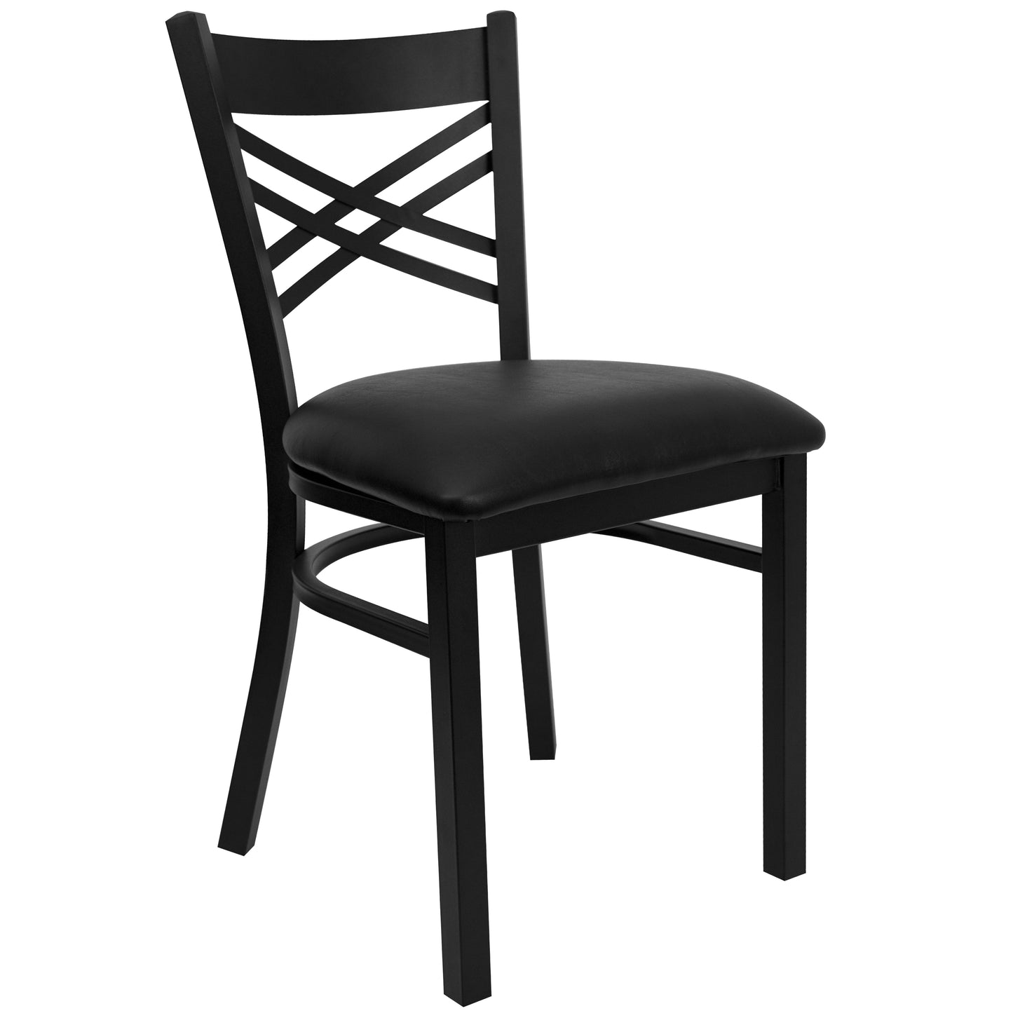 Commercial Grade Metal Dining Chair with 500 lb. Weight Capacity and 'X' Back Design- Vinyl Seat