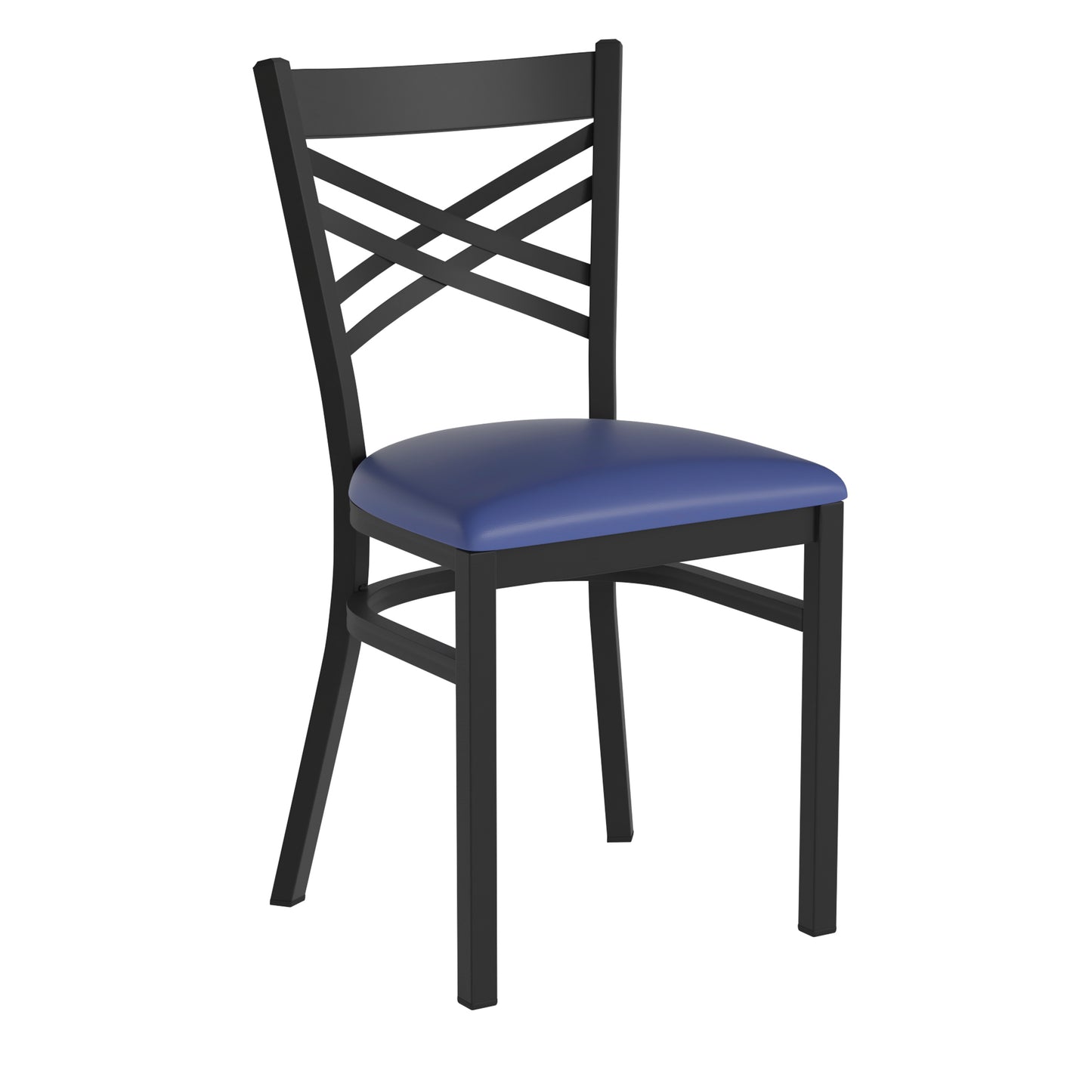 Commercial Grade Metal Dining Chair with 500 lb. Weight Capacity and 'X' Back Design- Vinyl Seat