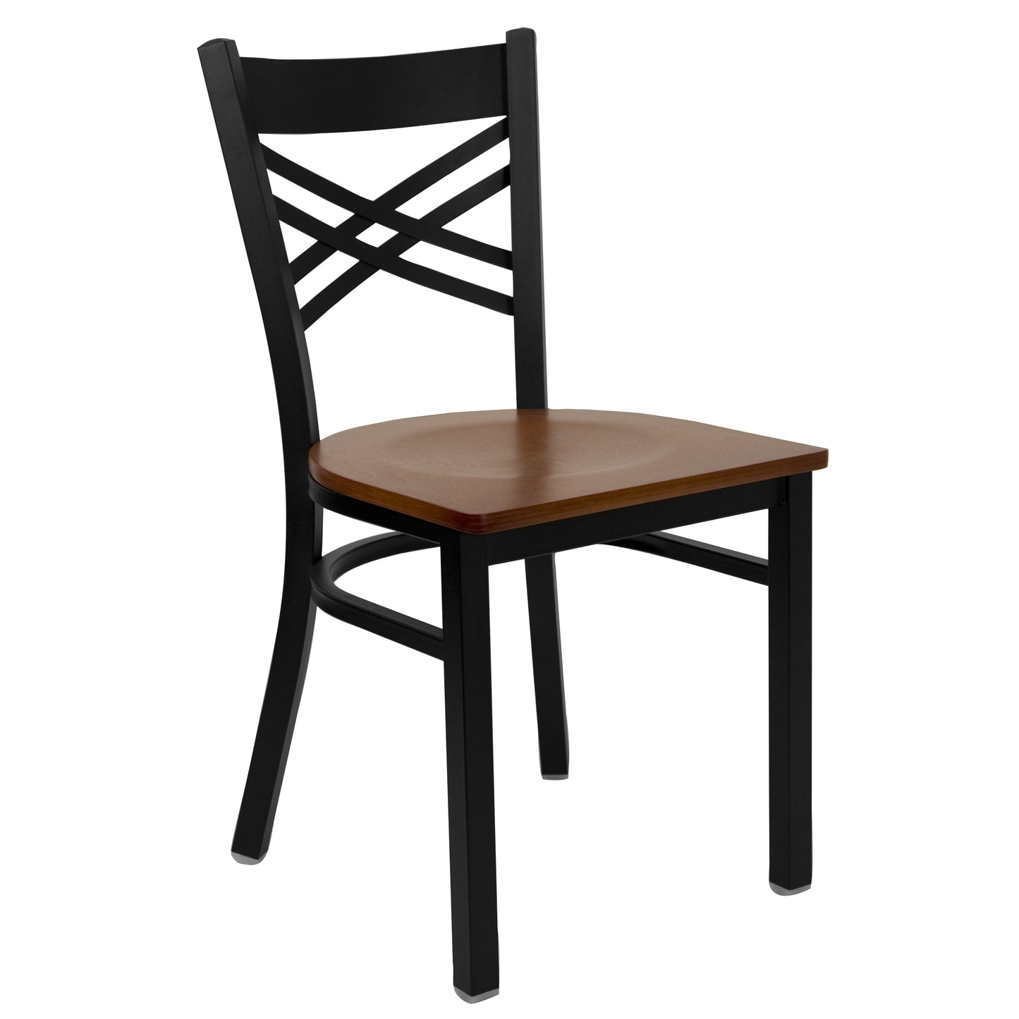 Commercial Grade Metal Dining Chair with 500 lb. Weight Capacity and 'X' Back Design- Vinyl Seat