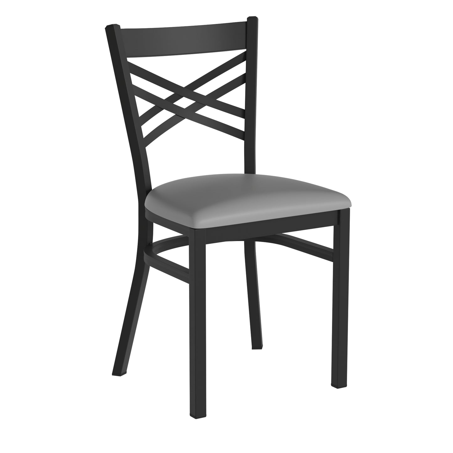 Commercial Grade Metal Dining Chair with 500 lb. Weight Capacity and 'X' Back Design- Vinyl Seat