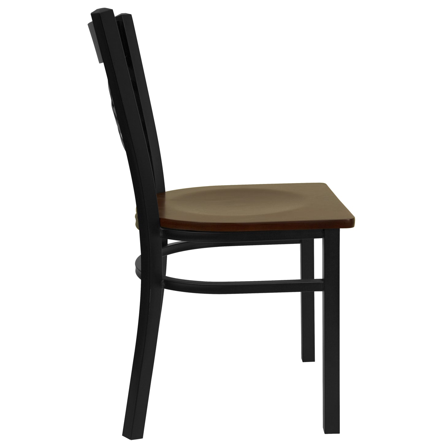 Commercial Grade Metal Dining Chair with 500 lb. Weight Capacity and 'X' Back Design- Wood Seat