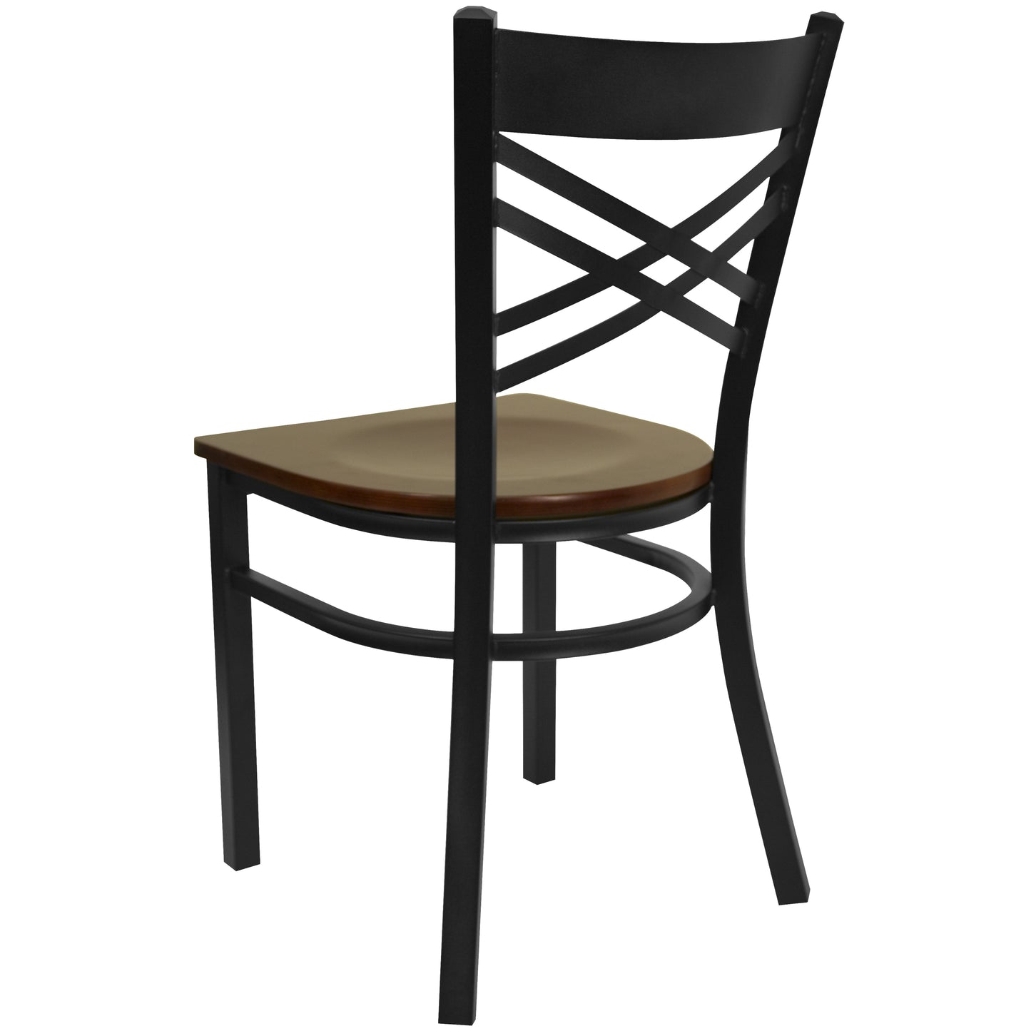 Commercial Grade Metal Dining Chair with 500 lb. Weight Capacity and 'X' Back Design- Wood Seat