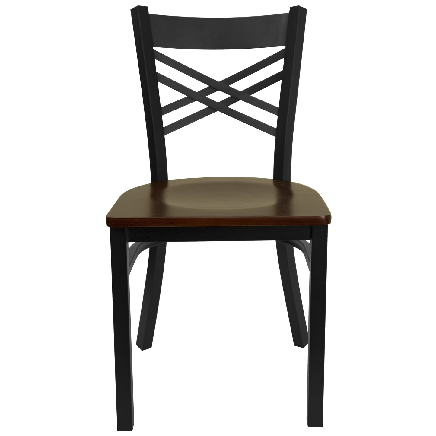 Commercial Grade Metal Dining Chair with 500 lb. Weight Capacity and 'X' Back Design- Wood Seat