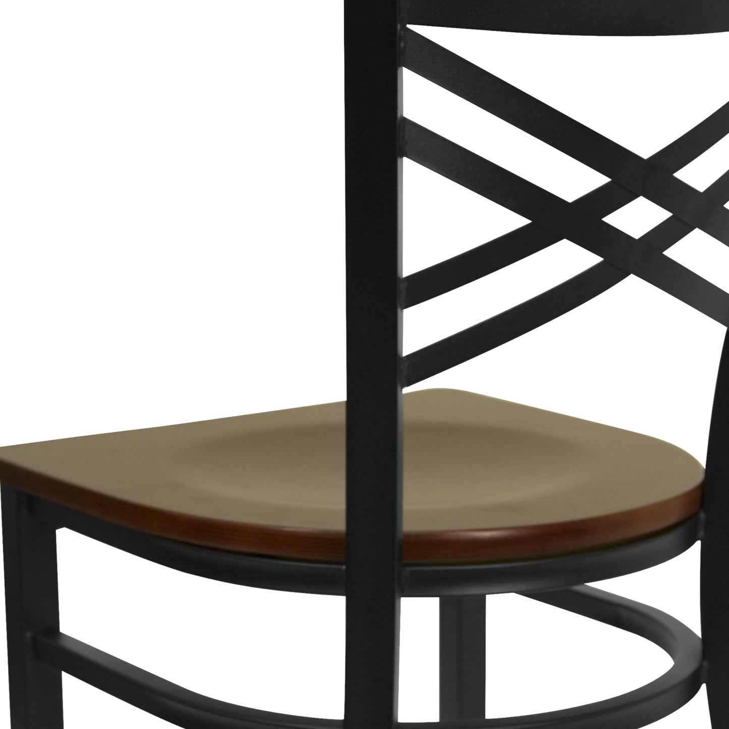 Commercial Grade Metal Dining Chair with 500 lb. Weight Capacity and 'X' Back Design- Wood Seat