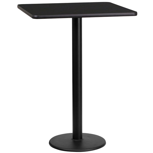 24'' Square Laminate Bar Height Table with 18" Round Table Base