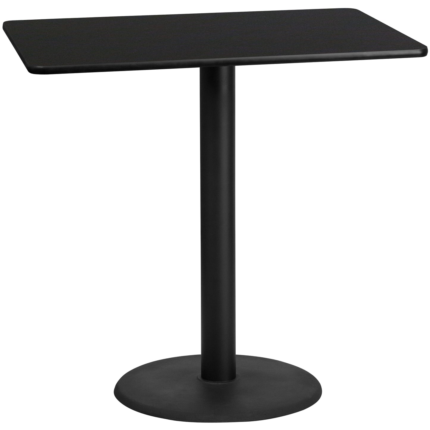 30'' x 48'' Rectangular Laminate Bar Height Table with 24'' Round Table Base