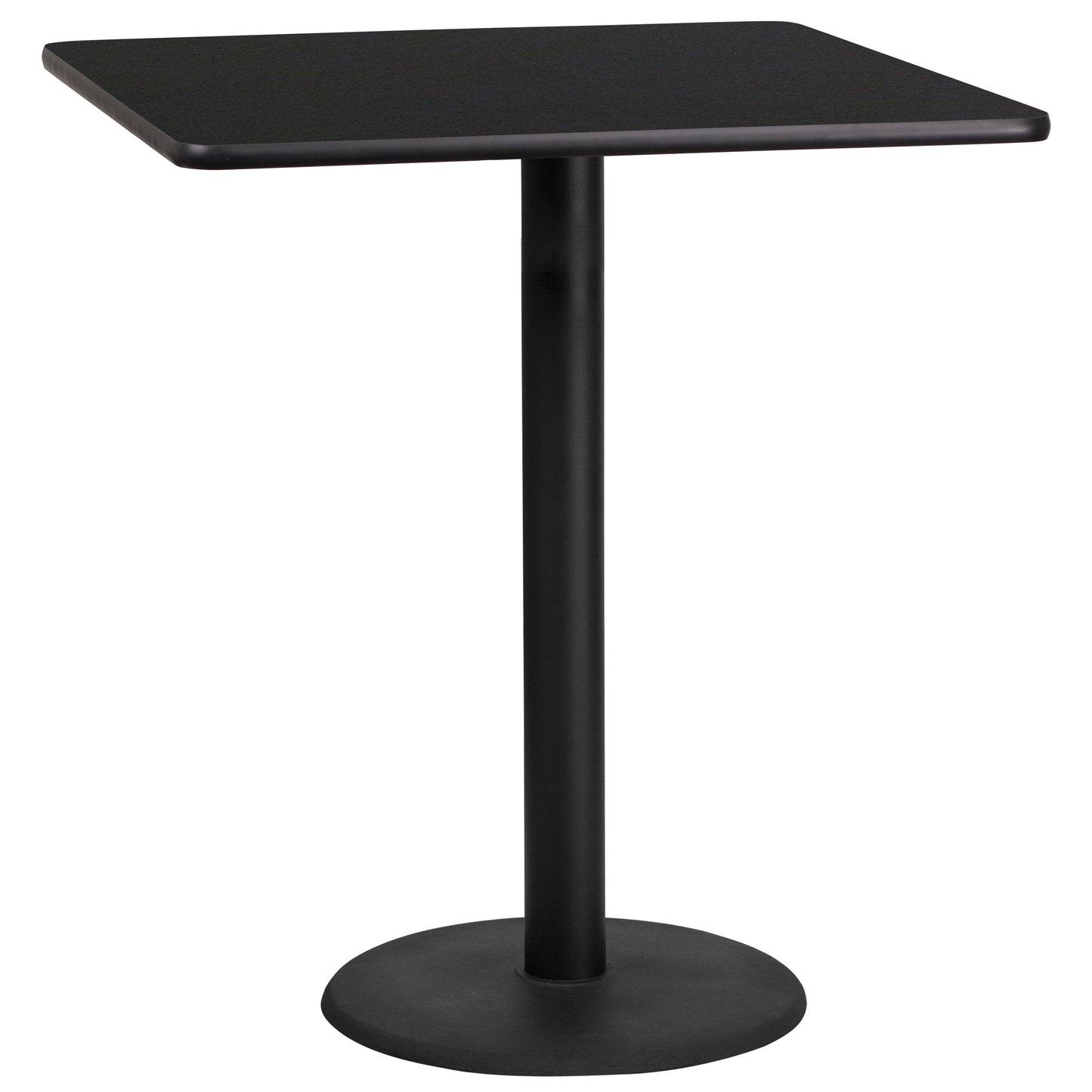 36'' Square Laminate Restaurant Bar Height Table with 24" Round Table Base