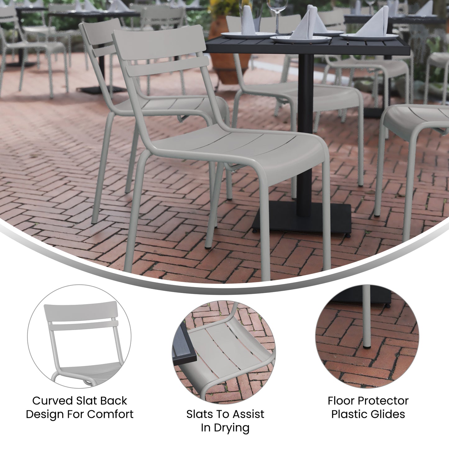 Commercial Grade Steel Stack Indoor-Outdoor Armless Chair