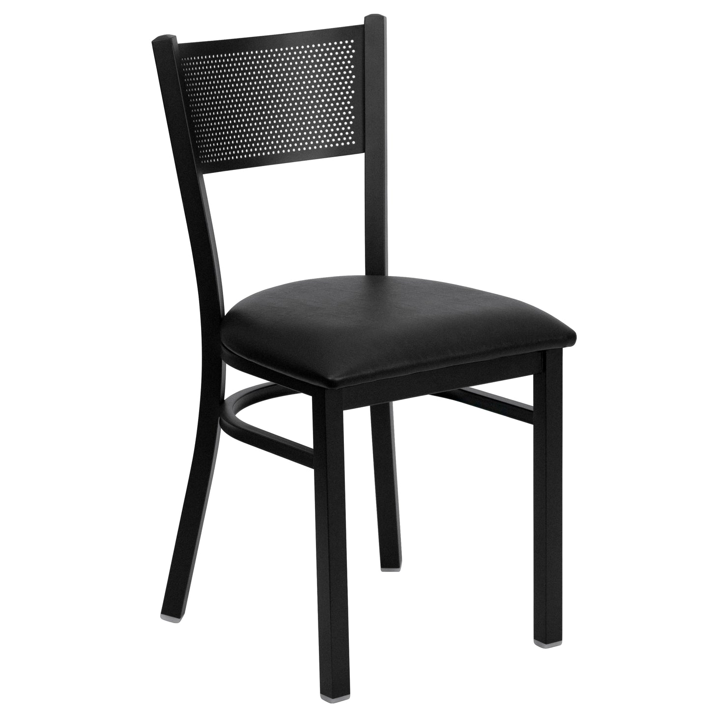 Grid Back Metal Restaurant Chair - Vinyl Seat