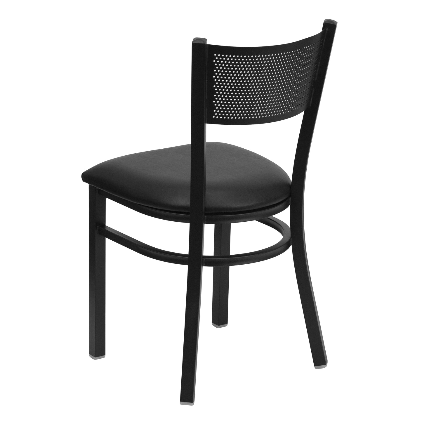 Grid Back Metal Restaurant Chair - Vinyl Seat