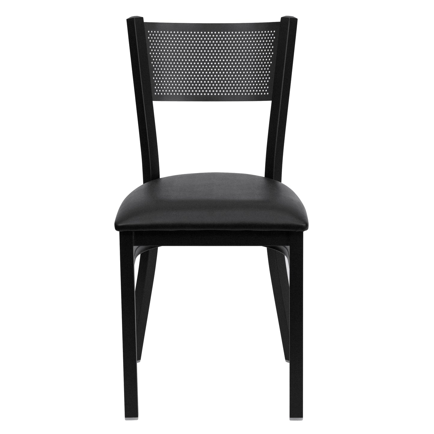 Grid Back Metal Restaurant Chair - Vinyl Seat