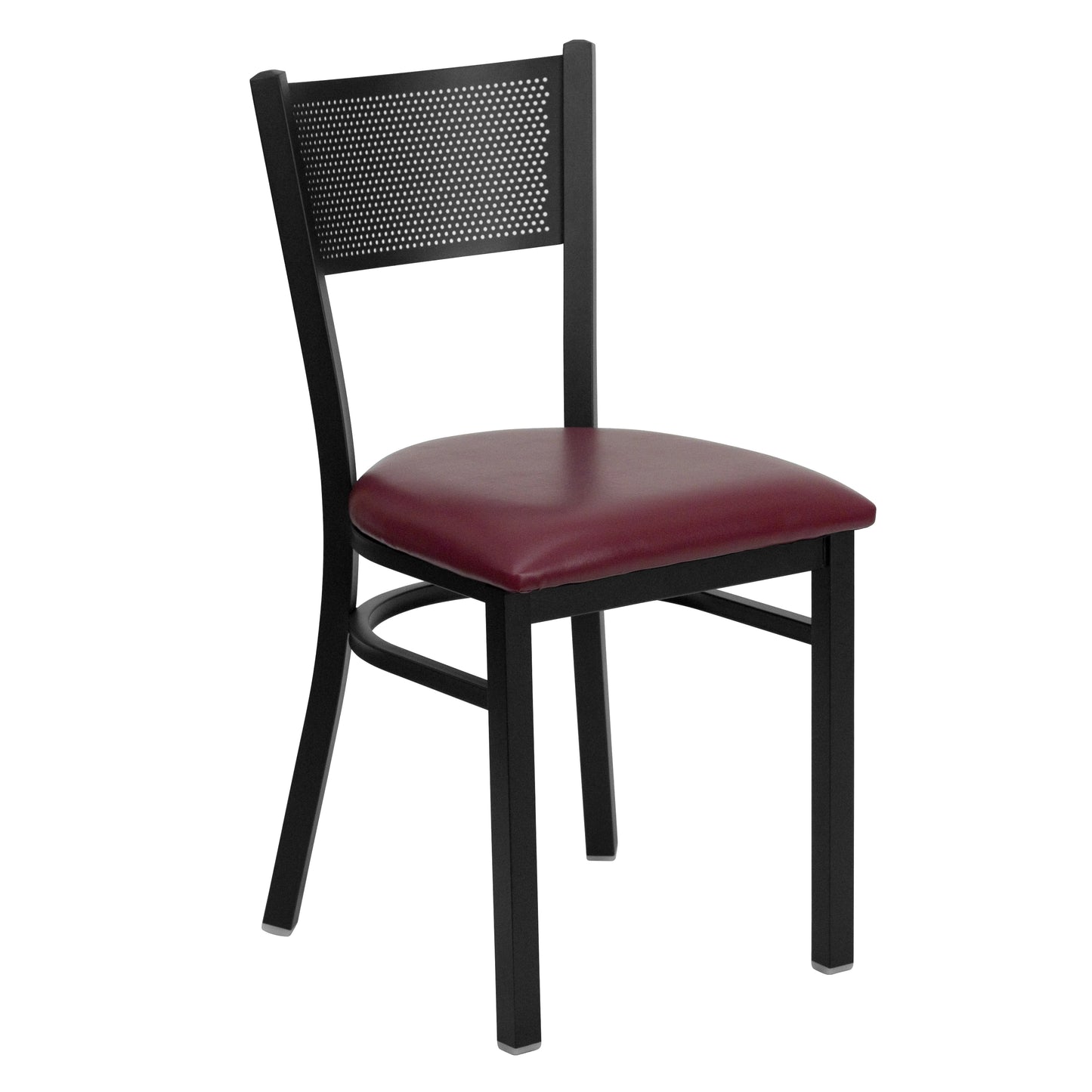 Grid Back Metal Restaurant Chair - Vinyl Seat