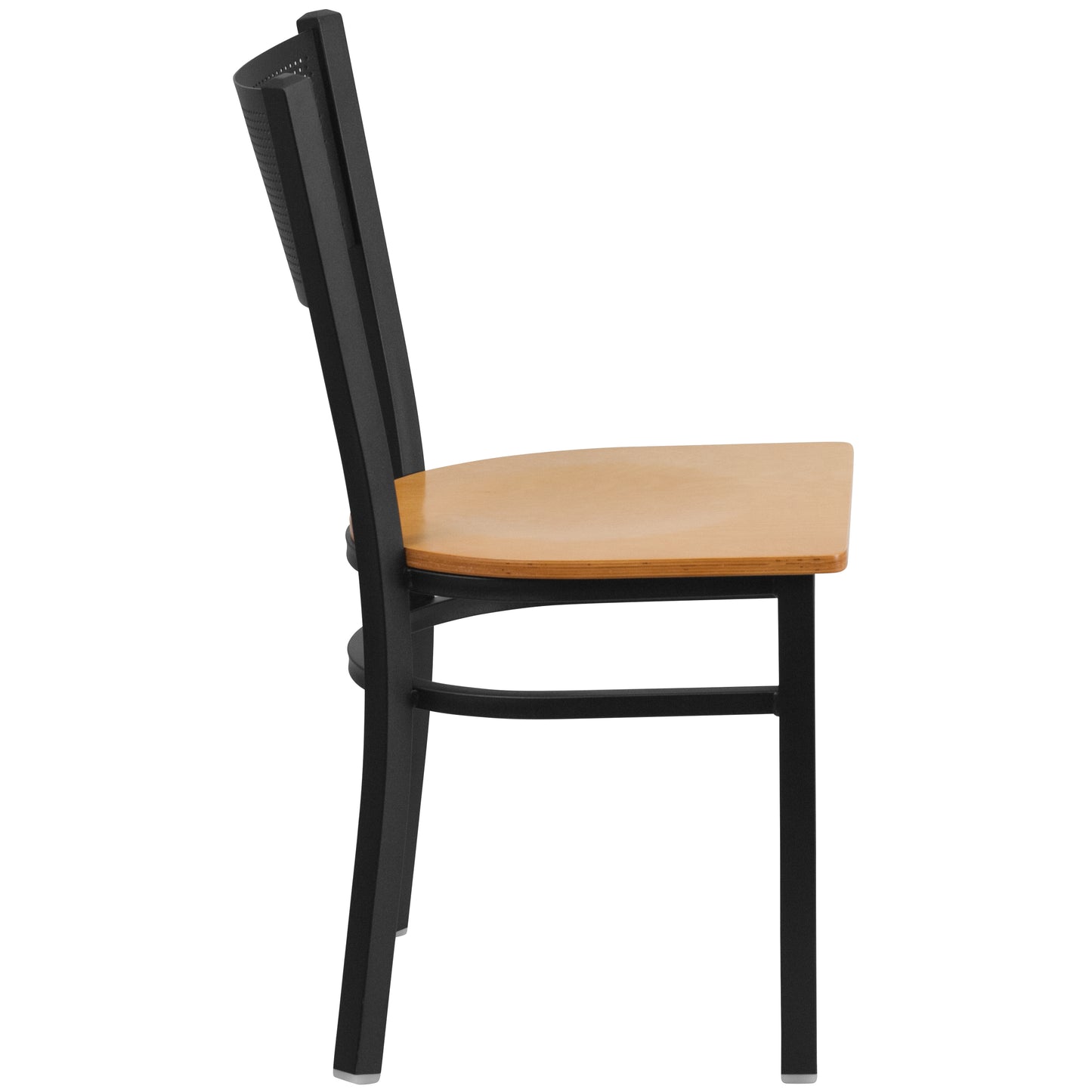 Grid Back Metal Restaurant Chair - Wood Seat