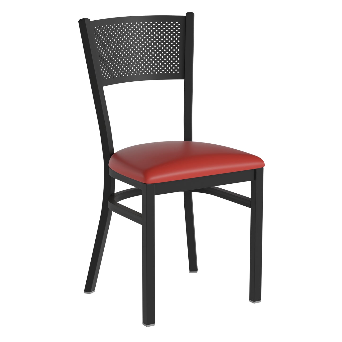 Grid Back Metal Restaurant Chair - Vinyl Seat