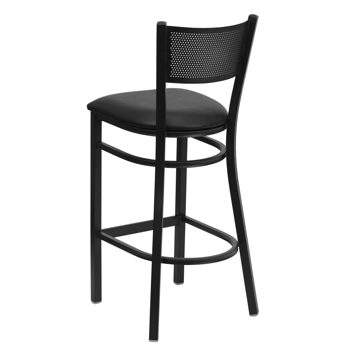 Grid Back Metal Restaurant Barstool - Vinyl Seat