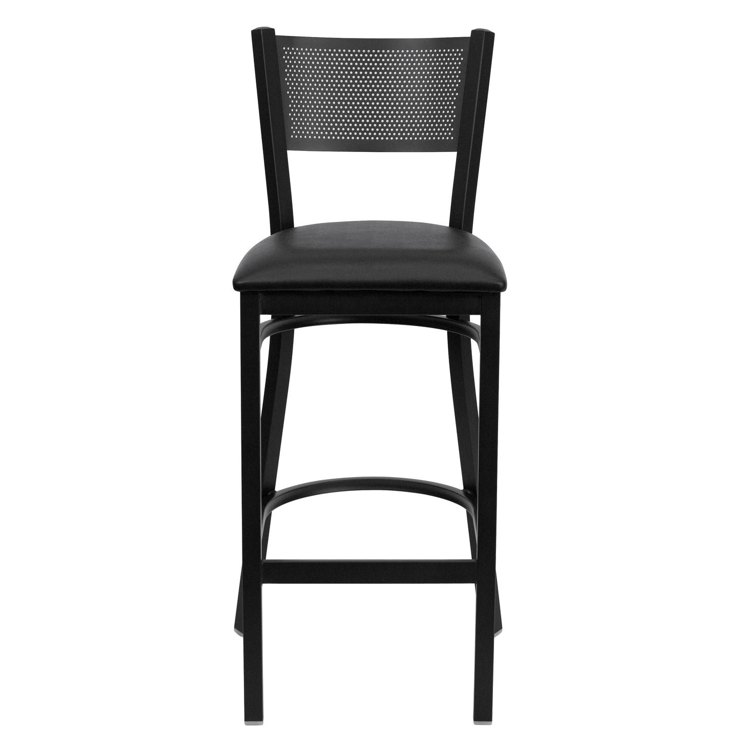 Grid Back Metal Restaurant Barstool - Vinyl Seat