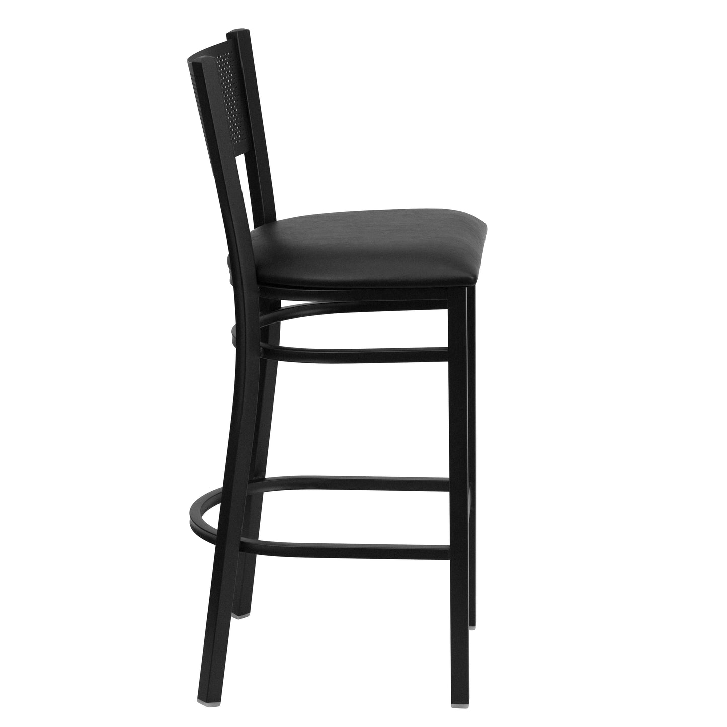 Grid Back Metal Restaurant Barstool - Vinyl Seat