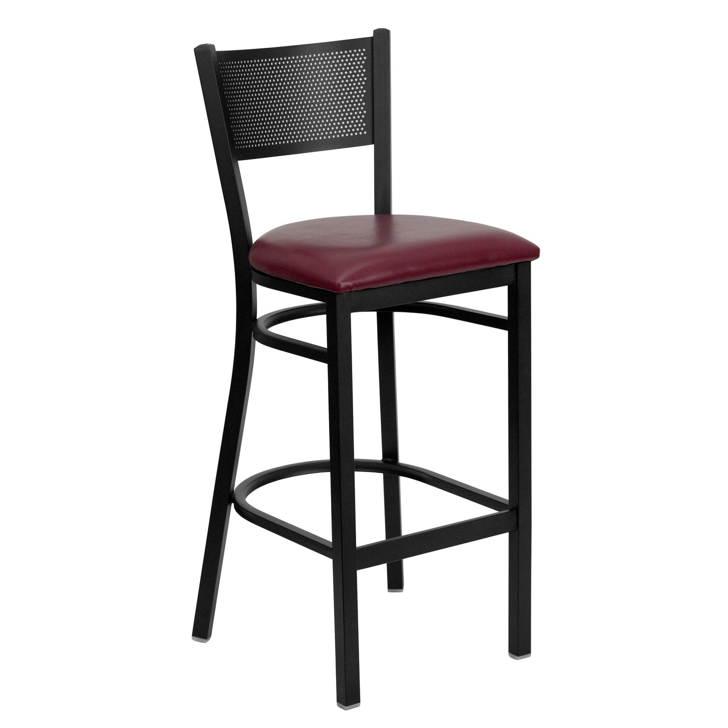 Grid Back Metal Restaurant Barstool - Vinyl Seat