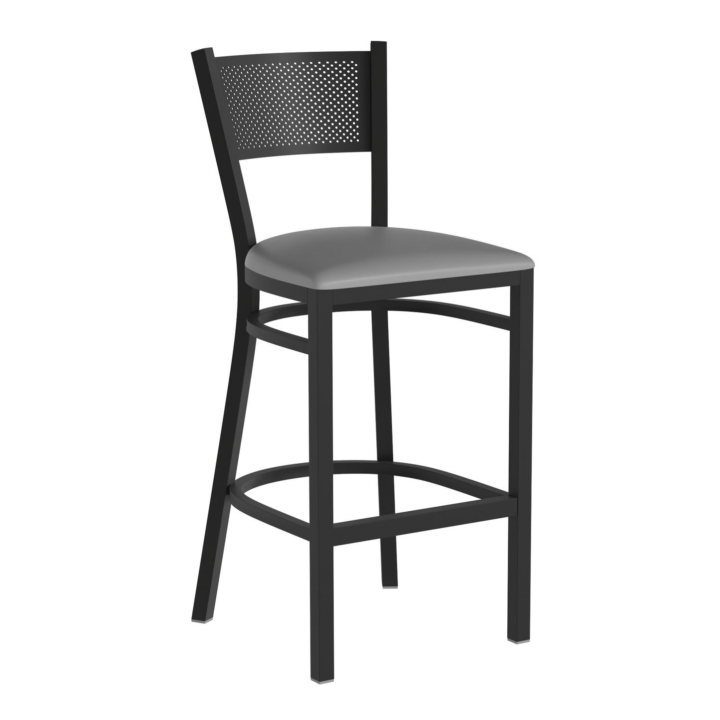 Grid Back Metal Restaurant Barstool - Vinyl Seat