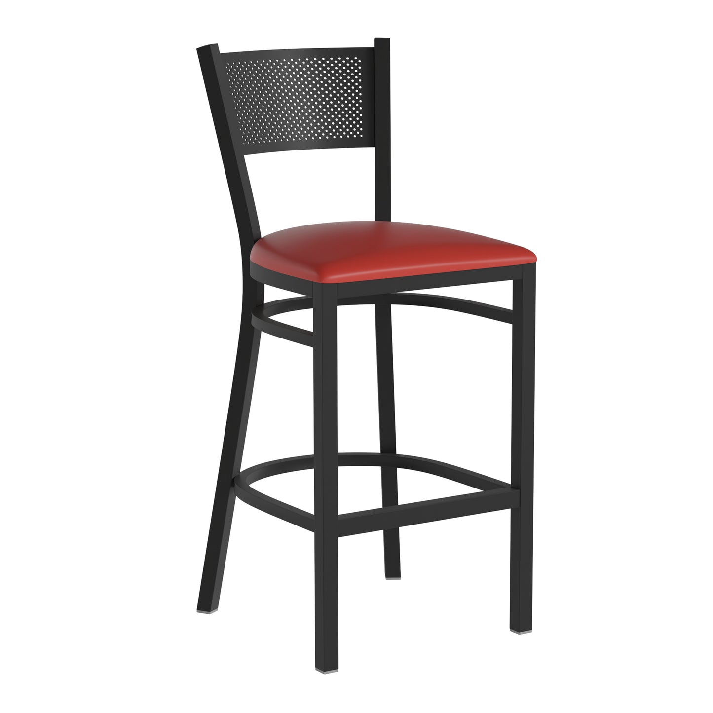 Grid Back Metal Restaurant Barstool - Vinyl Seat