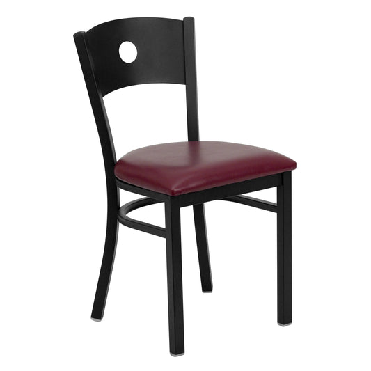 Black Circle Back Metal Restaurant Chair - Vinyl Seat