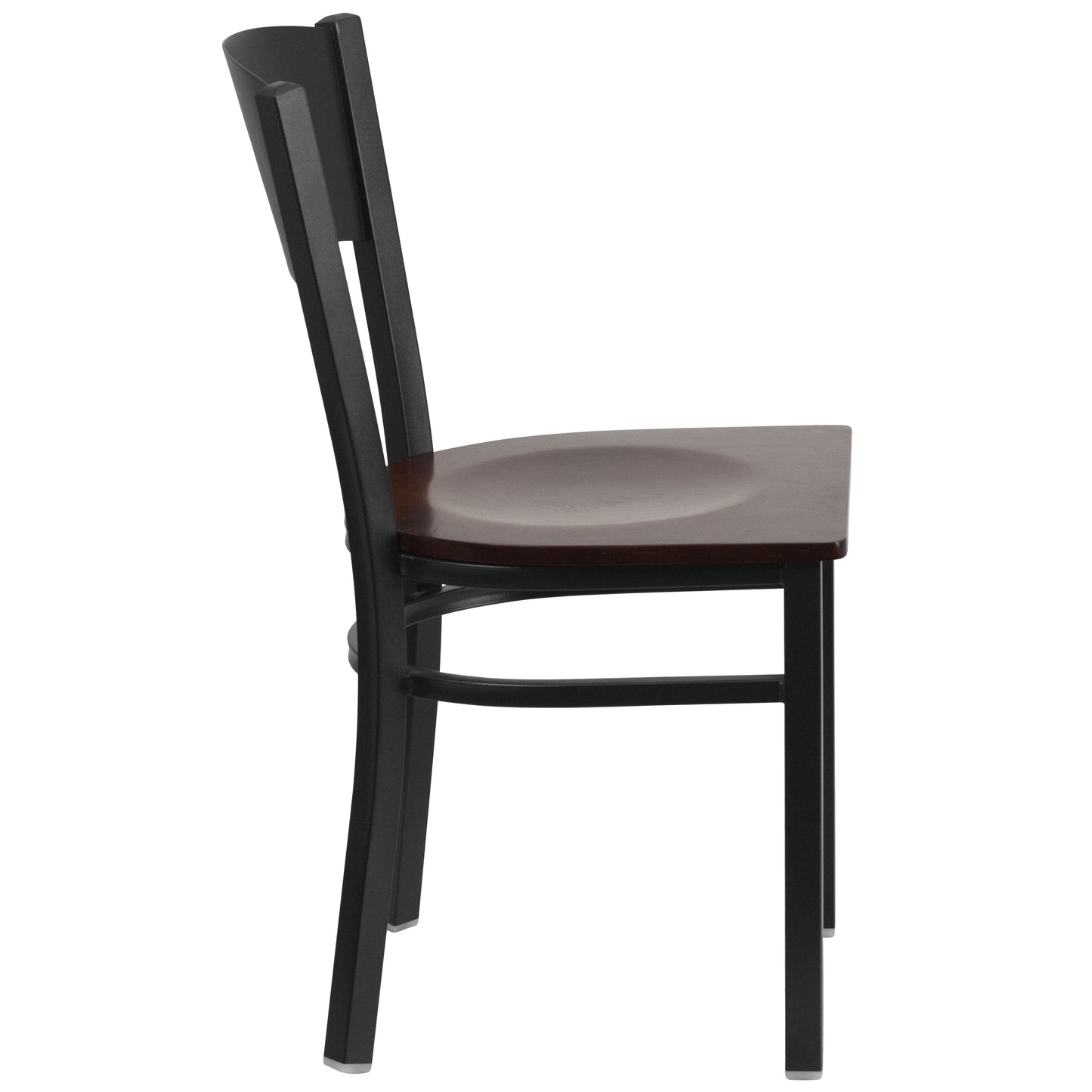 Black Circle Back Metal Restaurant Chair - Wood Seat