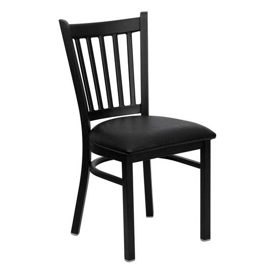 Vertical Back Metal Restaurant Chair - Vinyl Seat