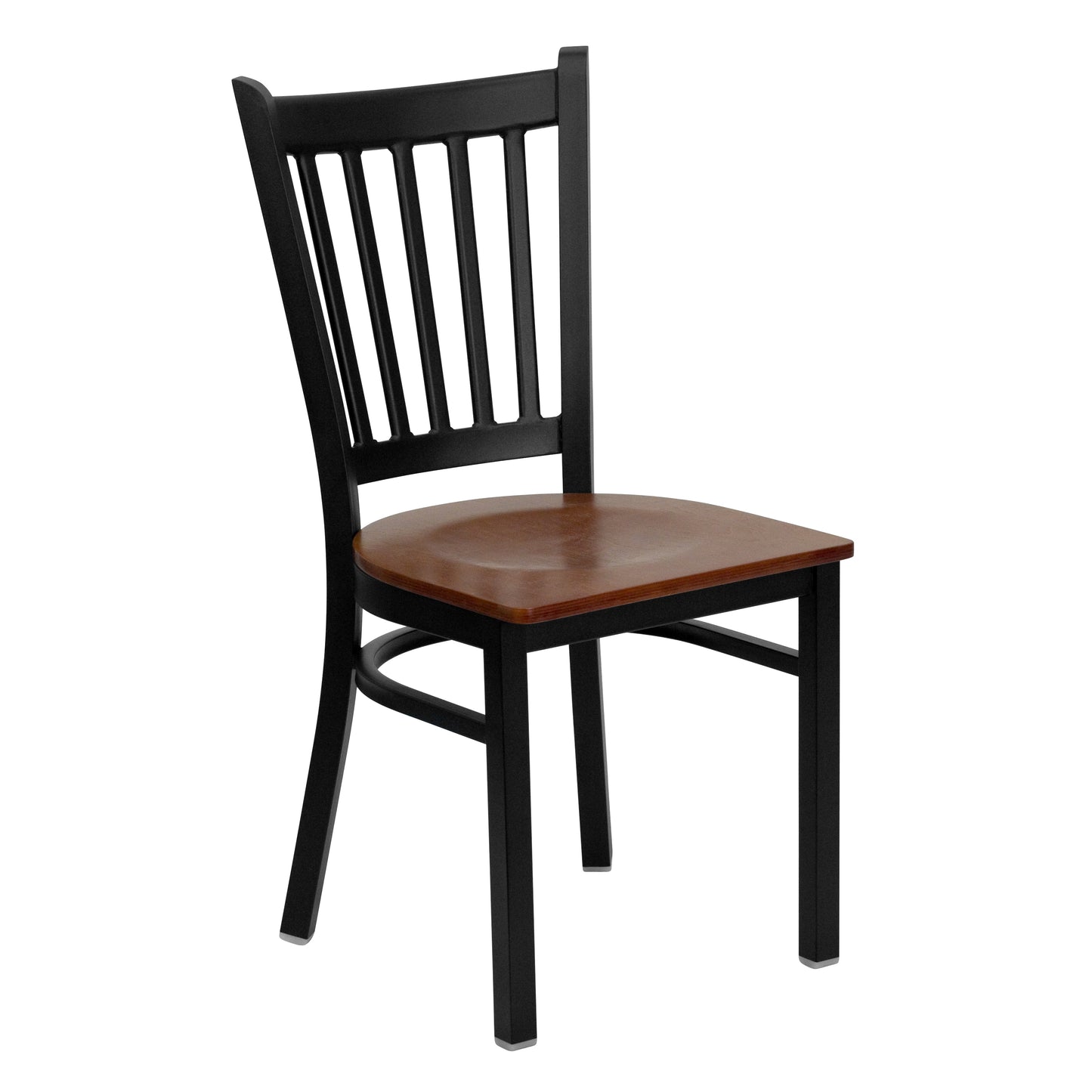 Vertical Back Metal Restaurant Chair - Wood Seat