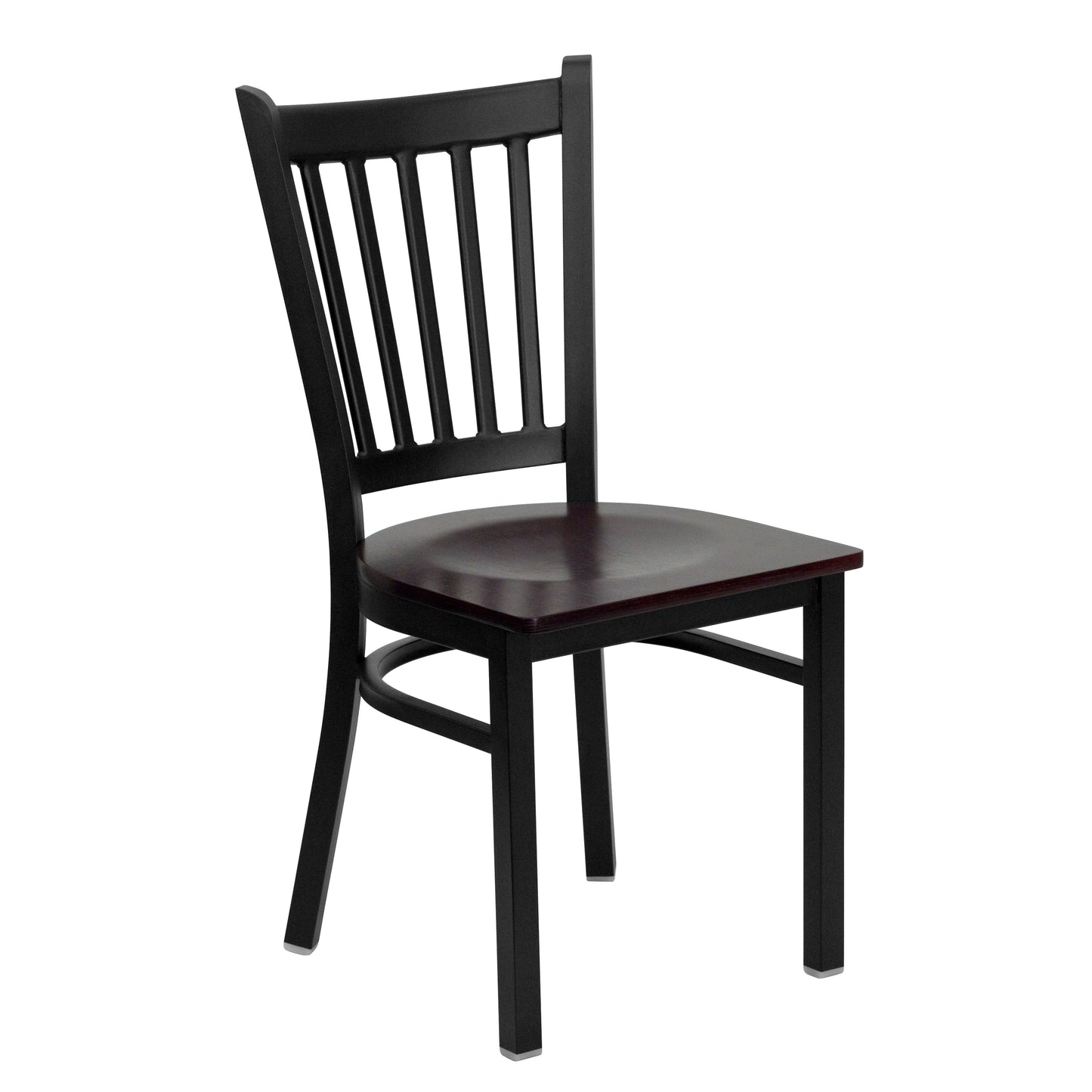 Vertical Back Metal Restaurant Chair - Wood Seat