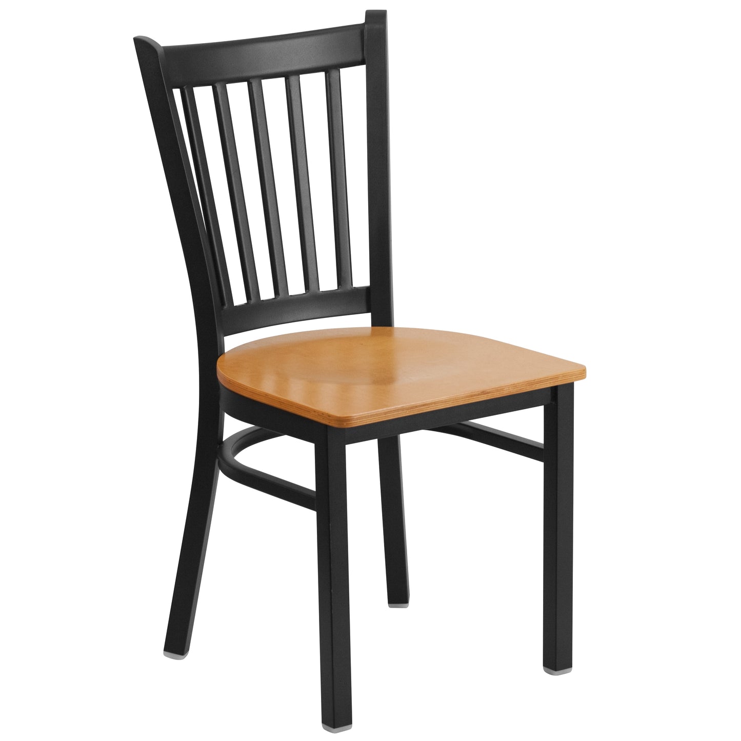 Vertical Back Metal Restaurant Chair - Wood Seat