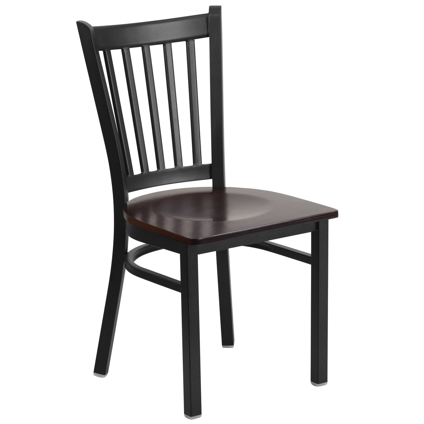 Vertical Back Metal Restaurant Chair - Wood Seat