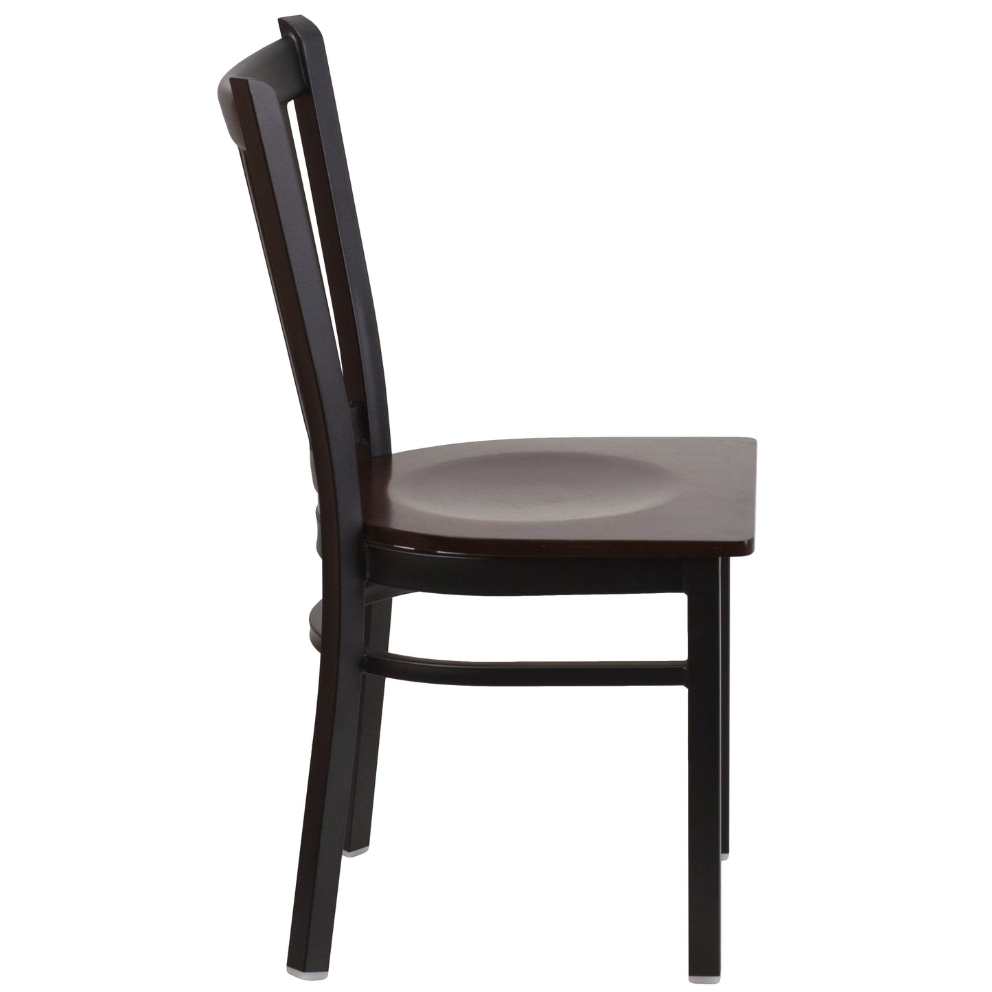 Vertical Back Metal Restaurant Chair - Wood Seat