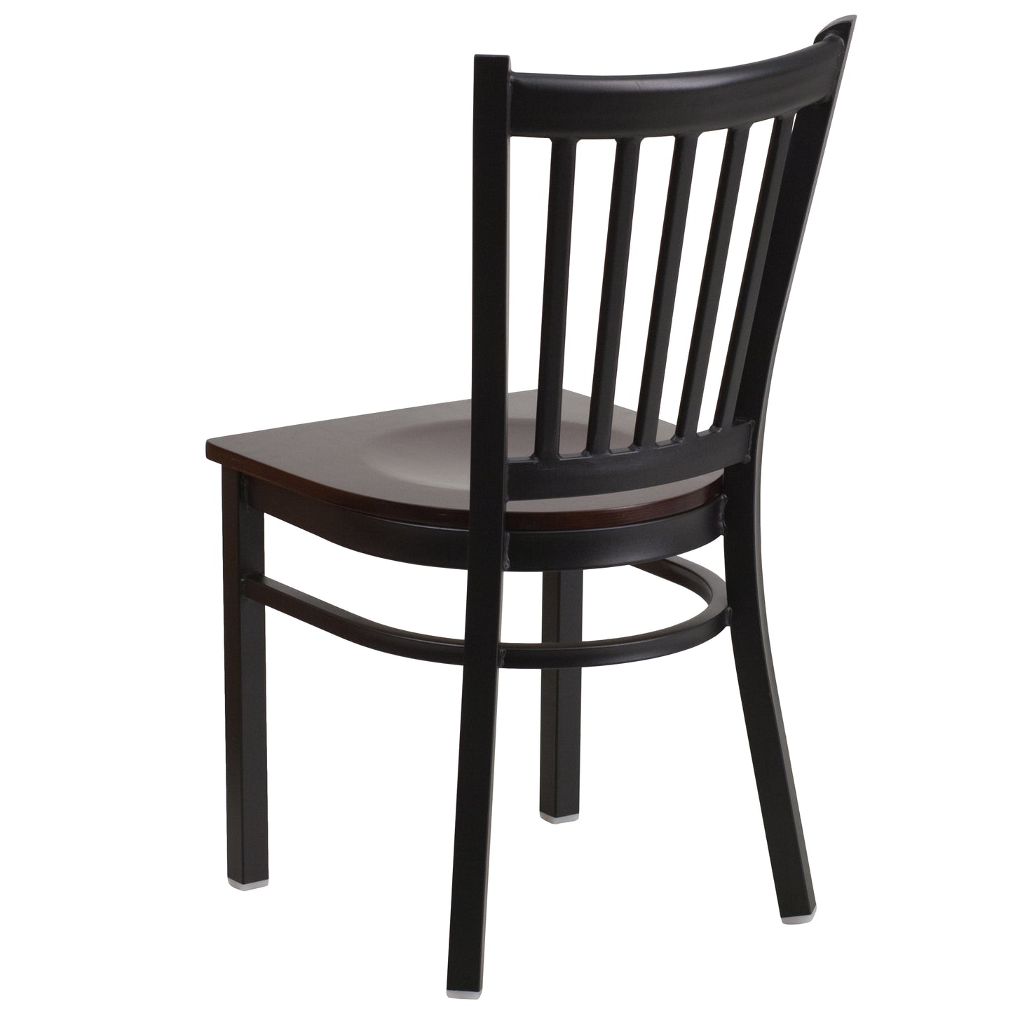 Vertical Back Metal Restaurant Chair - Wood Seat