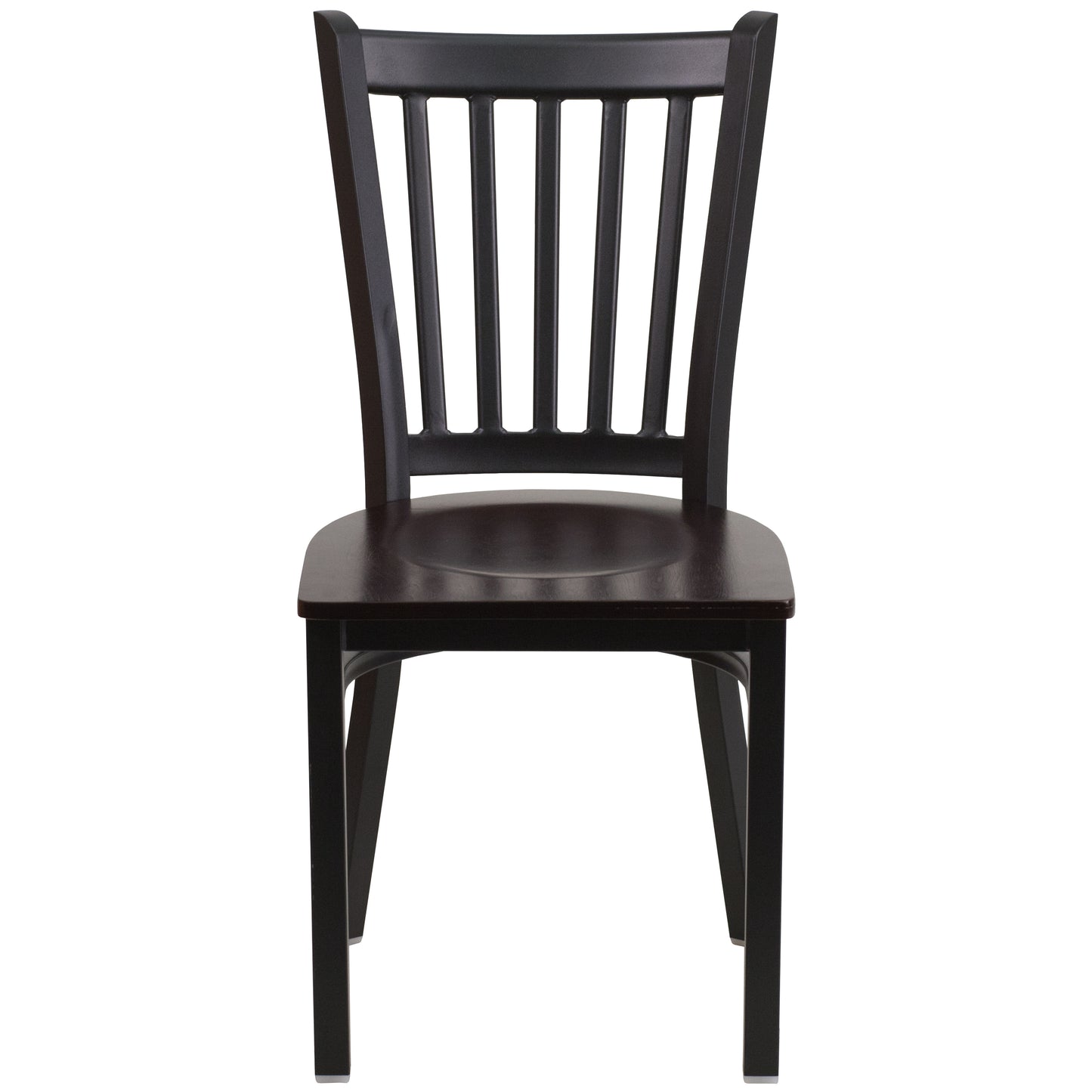 Vertical Back Metal Restaurant Chair - Wood Seat