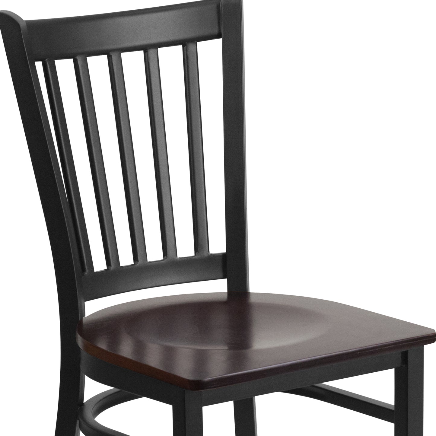 Vertical Back Metal Restaurant Chair - Wood Seat