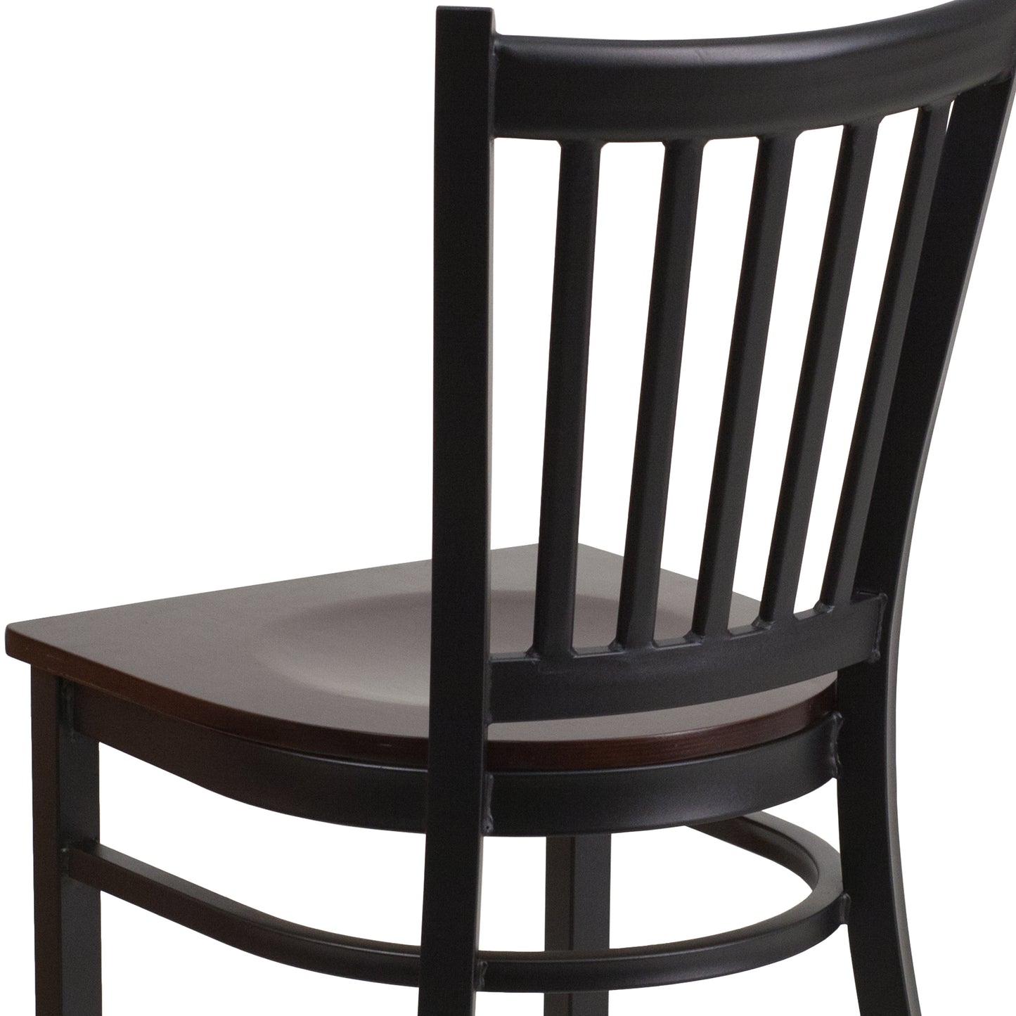 Vertical Back Metal Restaurant Chair - Wood Seat