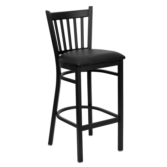 Vertical Back Metal Restaurant Barstool - Vinyl Seat