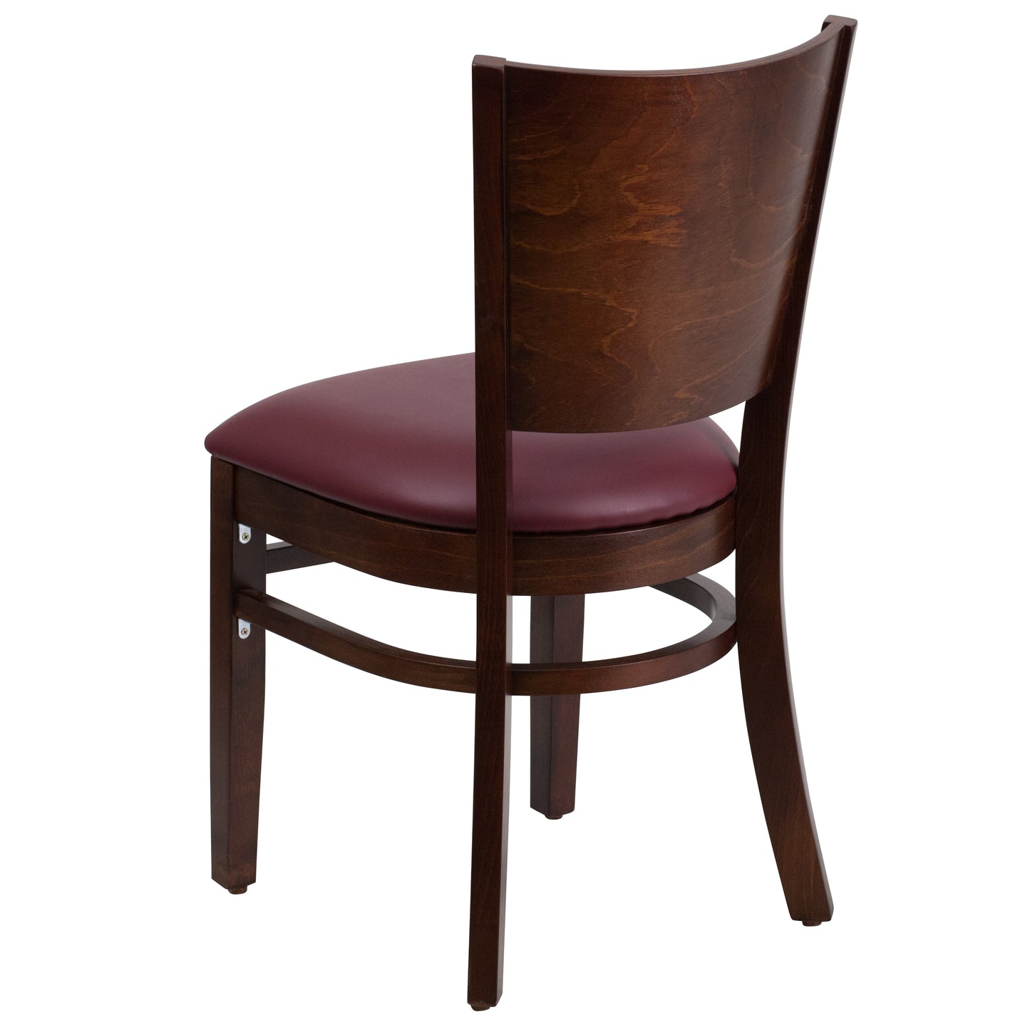 Solid Back Walnut Wood Restaurant Chair - Vinyl Seat