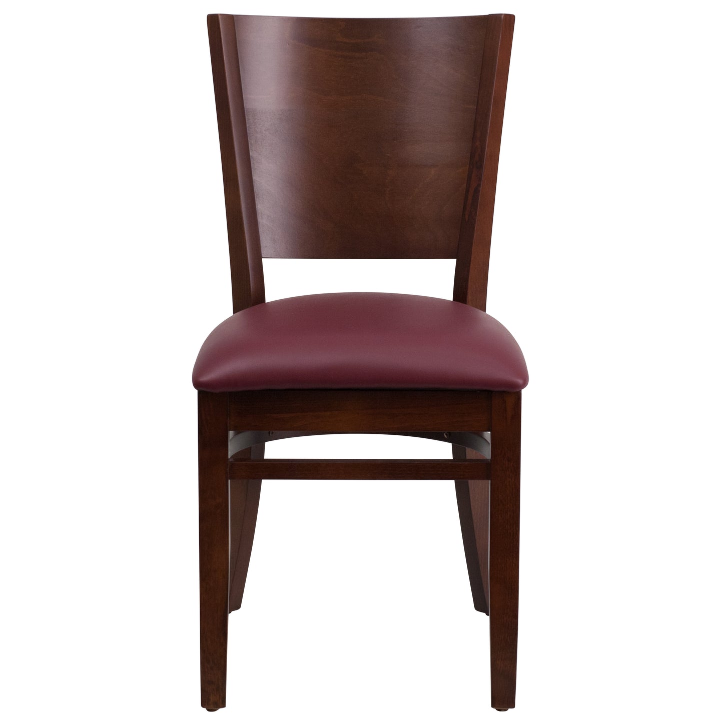 Solid Back Walnut Wood Restaurant Chair - Vinyl Seat