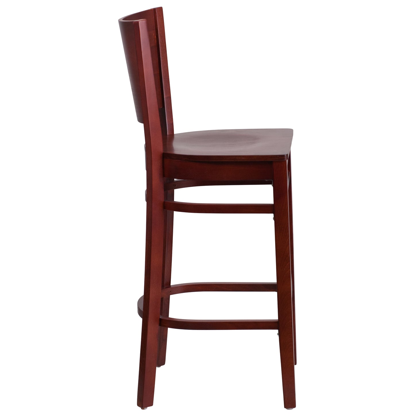 Solid Back Mahogany Wood Restaurant Barstool