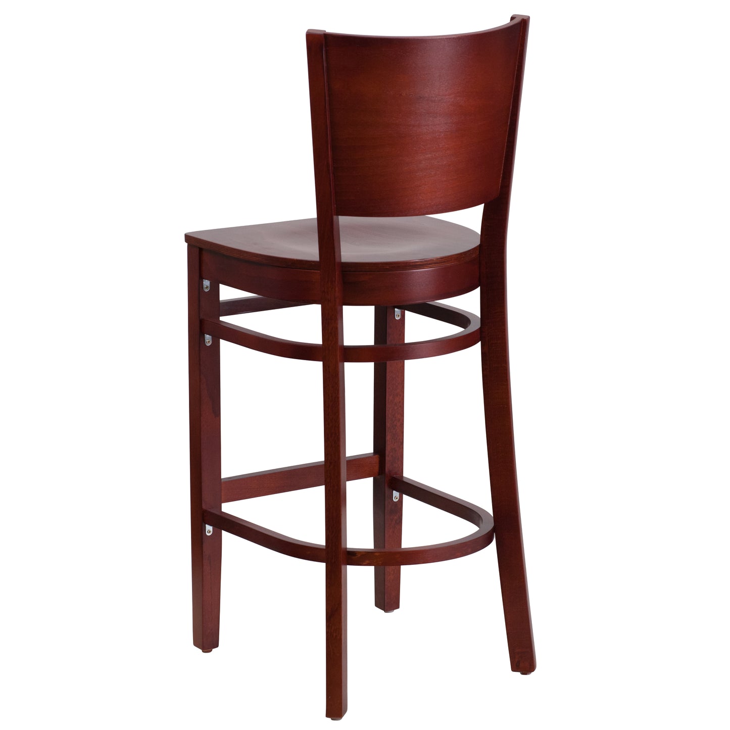 Solid Back Mahogany Wood Restaurant Barstool