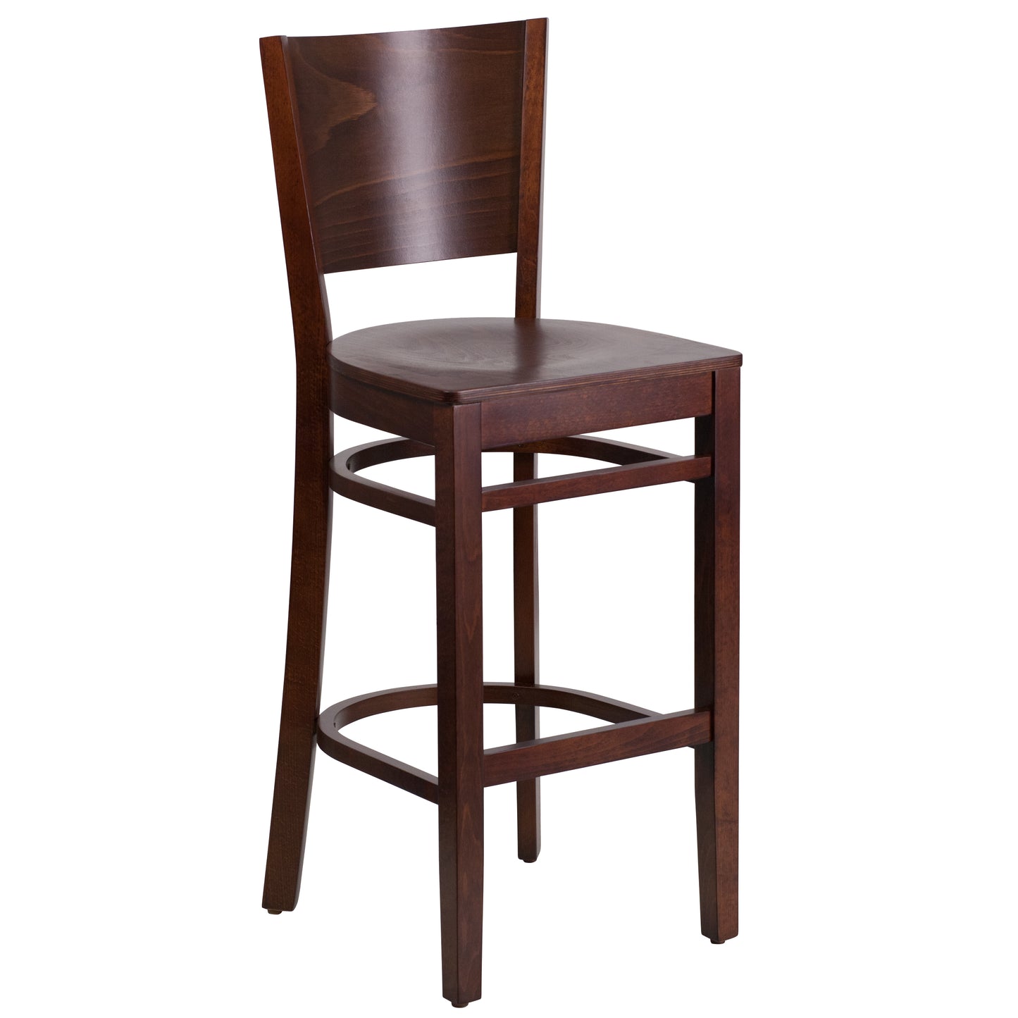 Solid Back Walnut Wood Restaurant Barstool