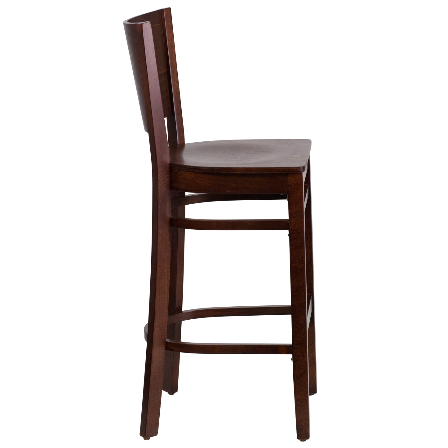 Solid Back Walnut Wood Restaurant Barstool