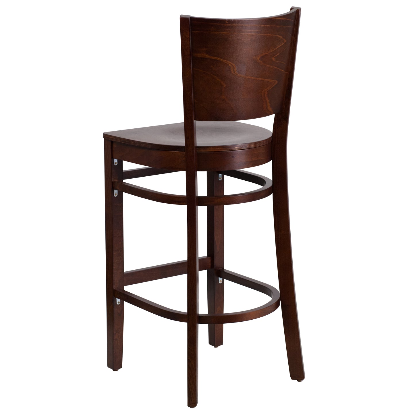 Solid Back Walnut Wood Restaurant Barstool